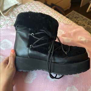 Paloma Barcelo Black Fur-Lined Boots